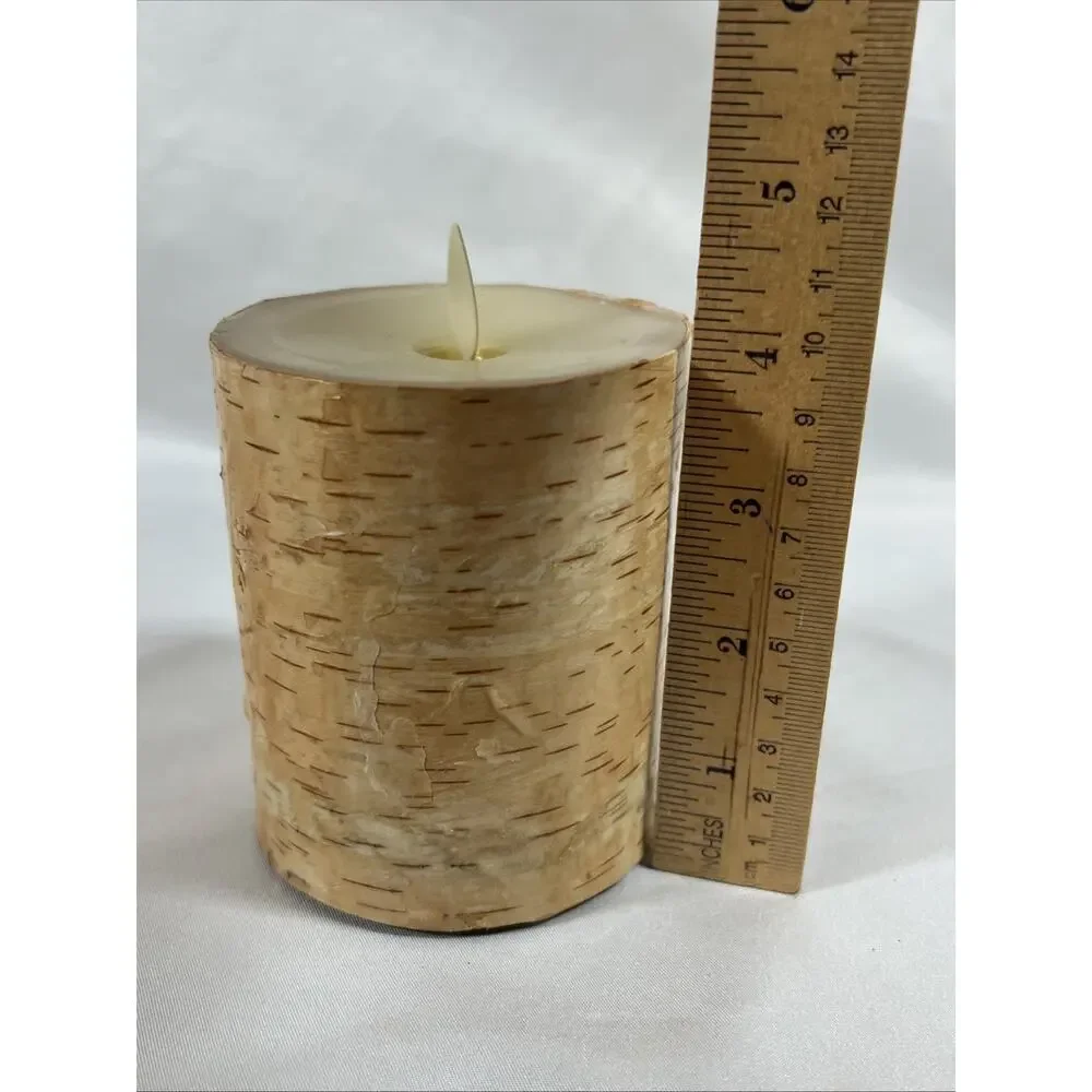 Luminara Real Bark Wrapped Battery Operated Flameless Wax Candle 3x4